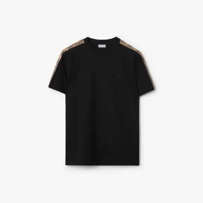 Burberry Check Trim Cotton T-Shirt "Black"