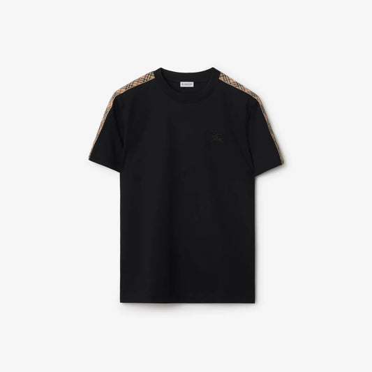 Burberry Check Trim Cotton T-Shirt "Black"