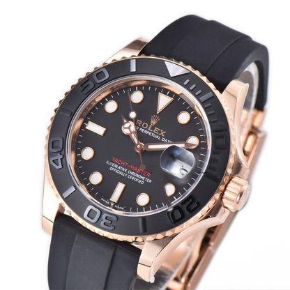 Rolex Yacht-Master 40mm Black Rubber Strap Black Dial