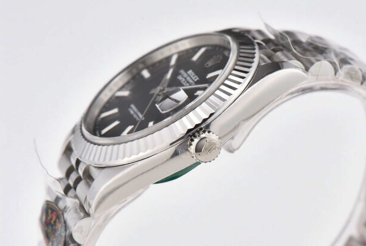 Rolex Date Just 41mm Jubilee Bracelet Black Stick Dial