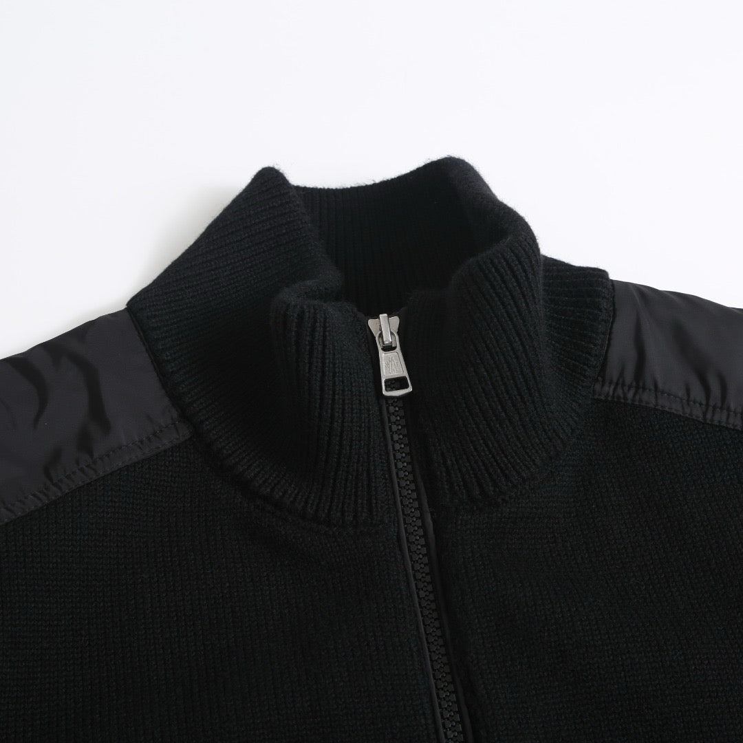 Moncler Padded Wool Zip-Up Cardigan "Black"