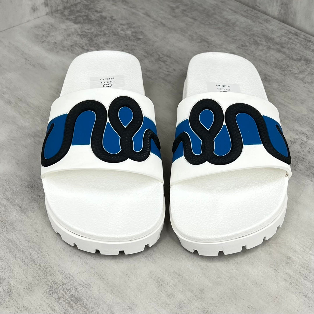Gucci Snake Slides "White-Blue-Black"