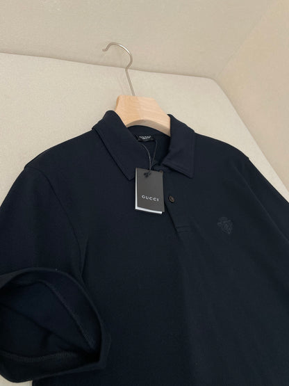 Gucci Cotton Piquet Polo Shirt with Embroidery "Black"
