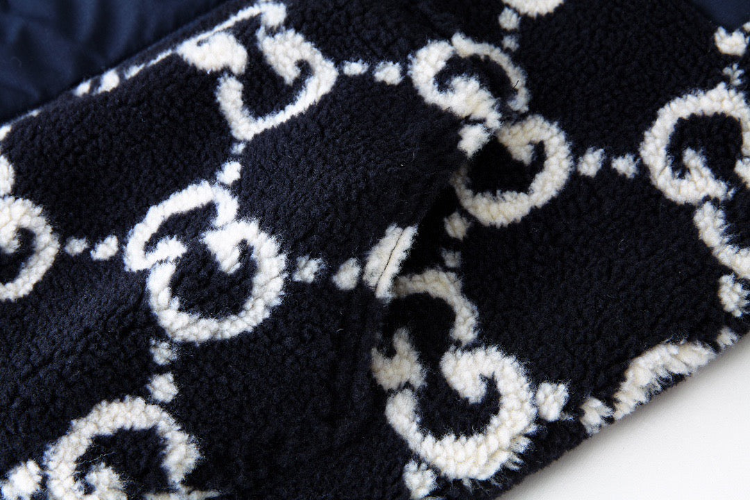 Gucci GG Jacquard Hooded Jacket "Navy Blue"