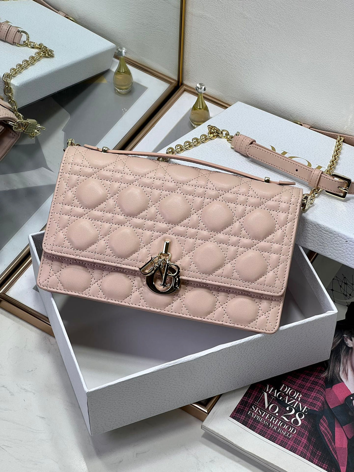 Dior My Dior Mini Bag "Powder Pink Cannage Lambskin"