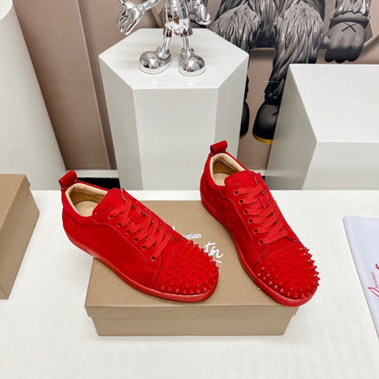 Christian Louboutin Louis Junior Spikes Orlato Veau Velours "Red"