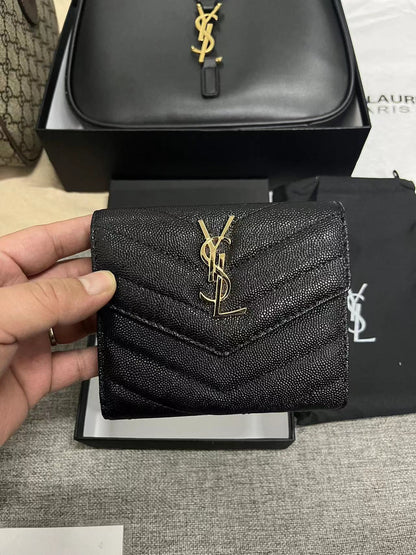 Yves Saint Laurent Compact Flap Cassendre Wallet Gold