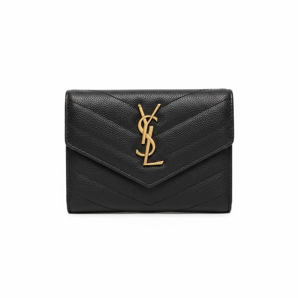Yves Saint Laurent Compact Flap Cassendre Wallet Gold