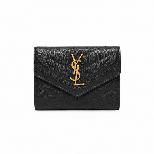 Yves Saint Laurent Compact Flap Cassendre Wallet Gold