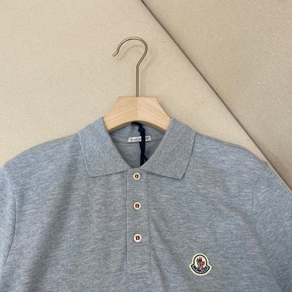 Moncler Logo Patch Cotton Polo T-Shirt "Grey"