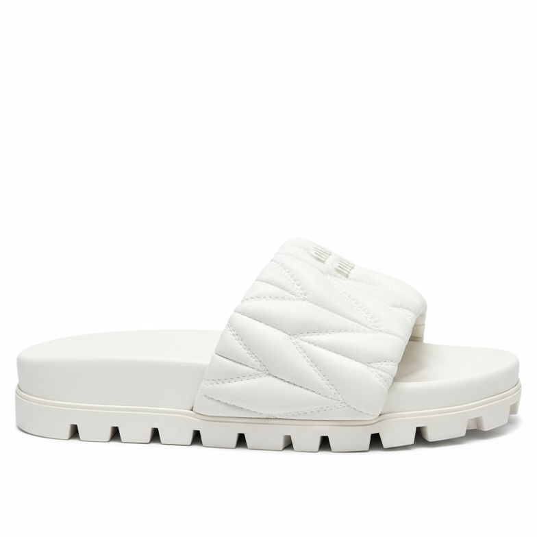 Miu Miu Leather Slides "White"