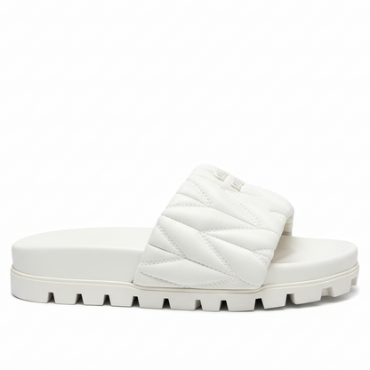 Miu Miu Leather Slides "White"
