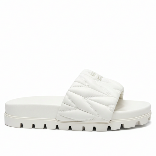 Miu Miu Leather Slides "White"