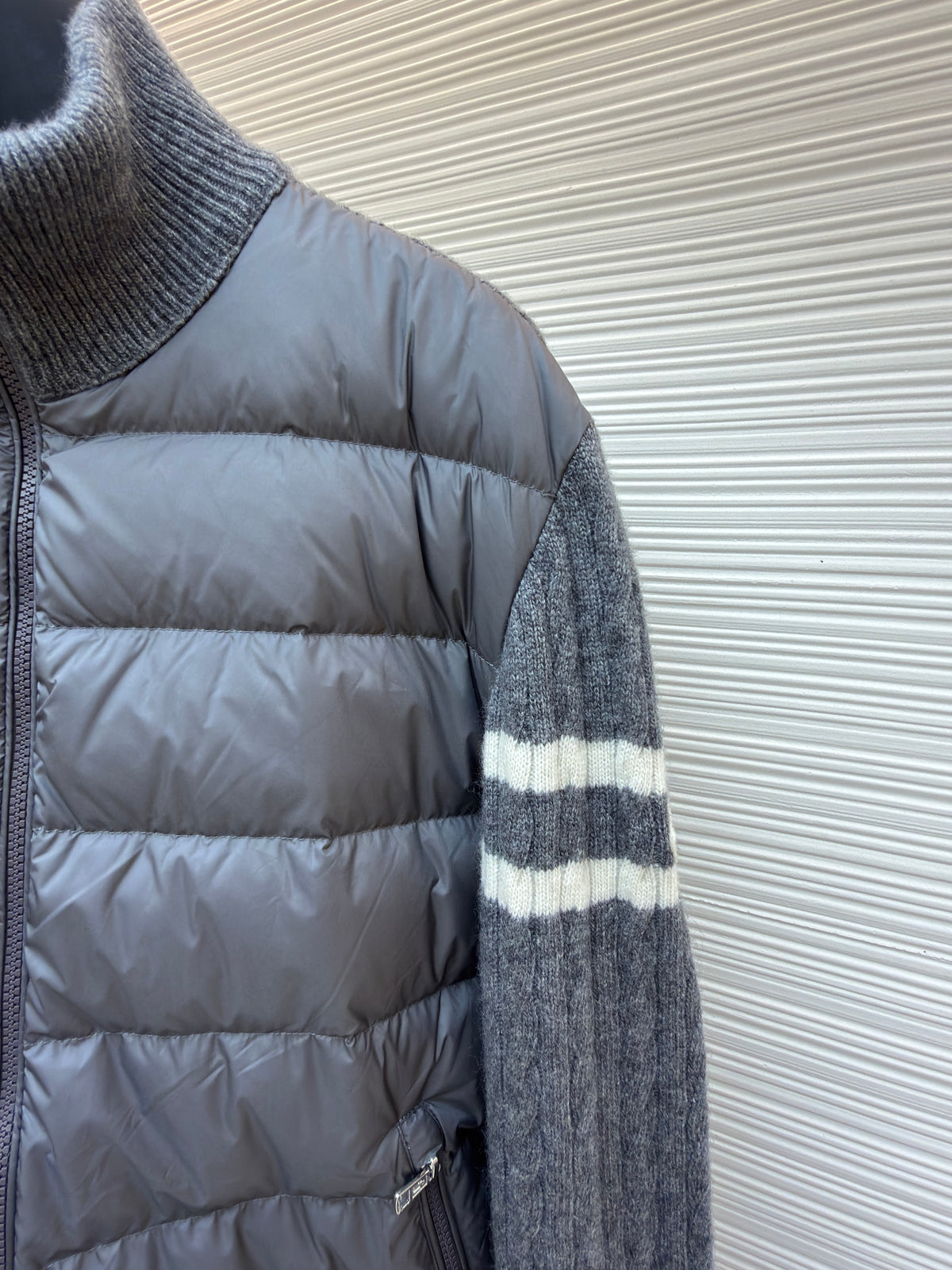 Moncler Padded Wool Zip-up Down Cardigan "Gray"
