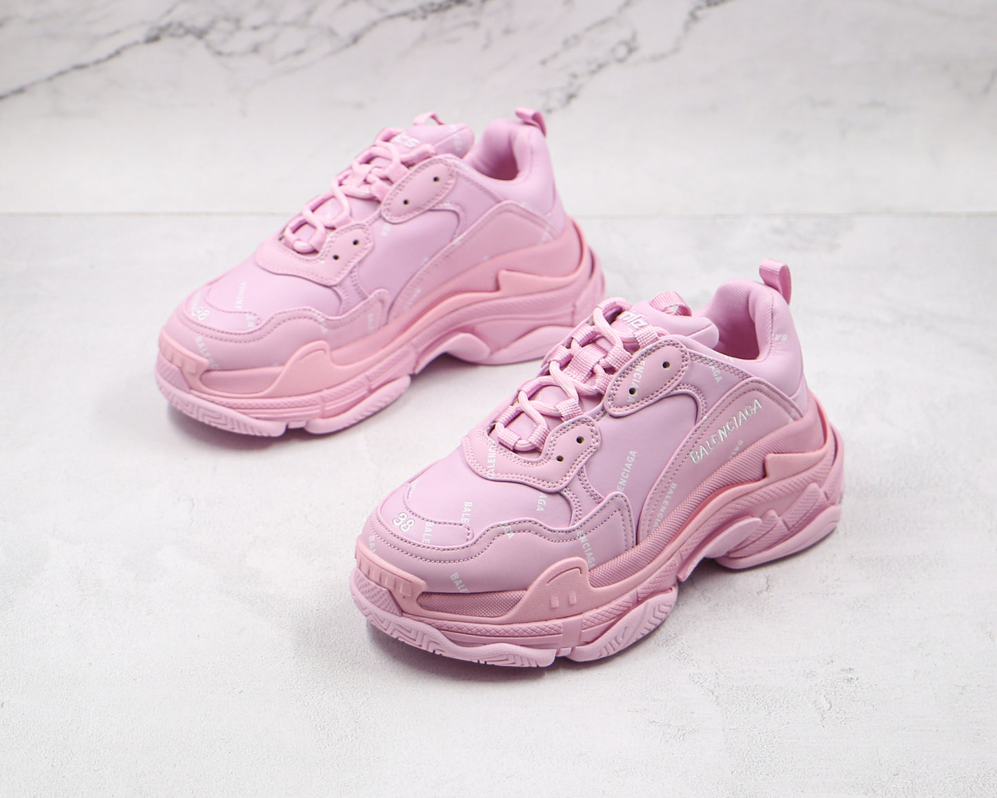 Balenciaga Triple S "Pink-All Over Logo"
