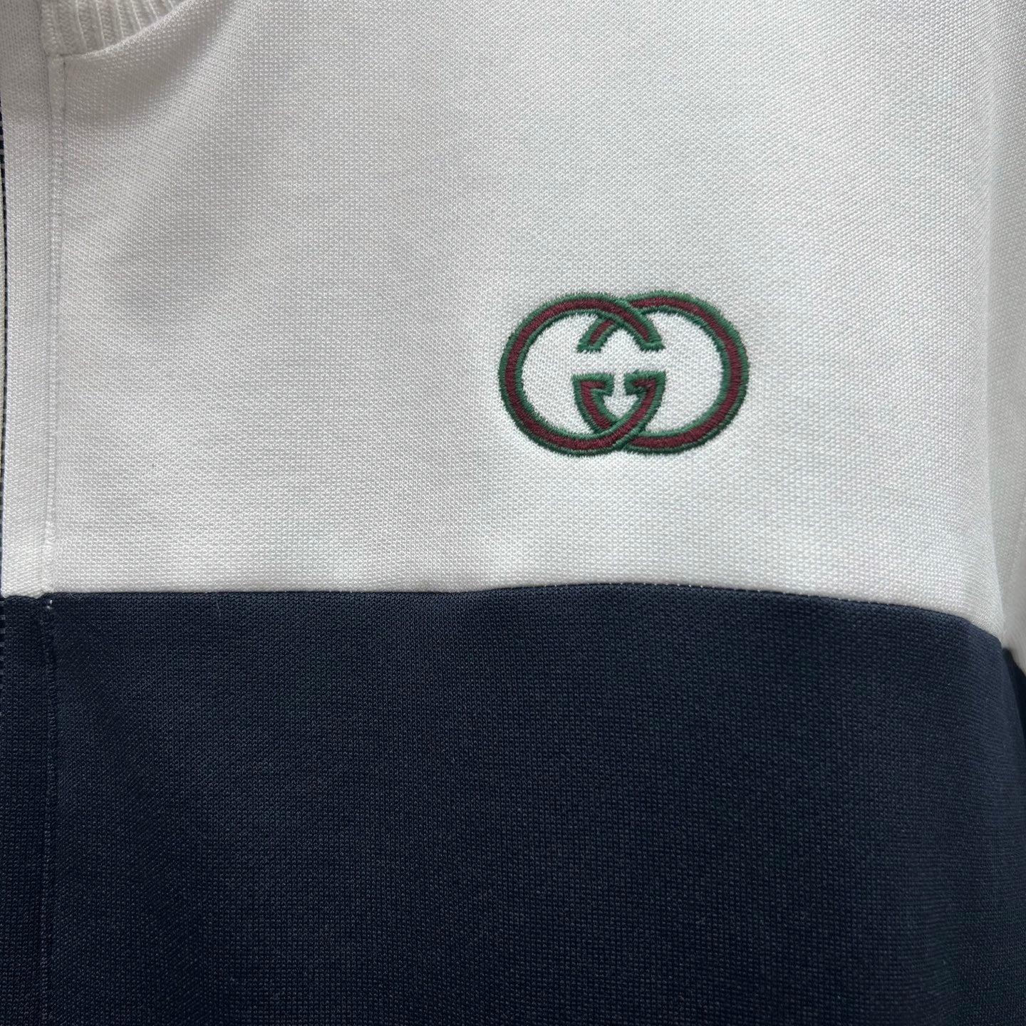 Gucci Technical Jersey Zip Jacket "Navy-White"