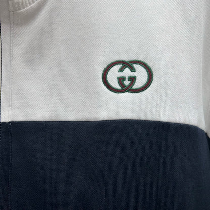 Gucci Technical Jersey Zip Jacket "Navy-White"