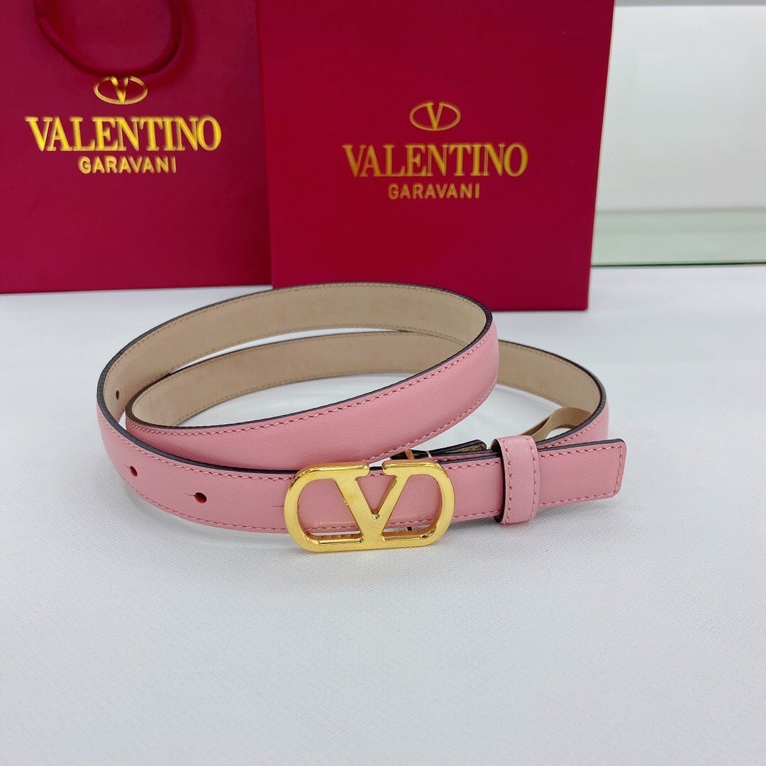 Valentino VLogo Signature 20mm Leather Belt "Pink"