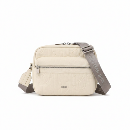 Dior Rider Zip Messenger Bag "White Dior Gravity Grain Leather & Grained Calfskin"
