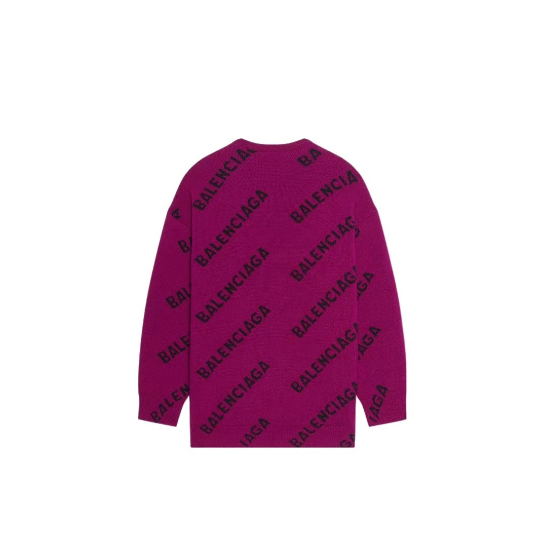 Balenciaga All-Over Logo Sweater "Purple-Black"