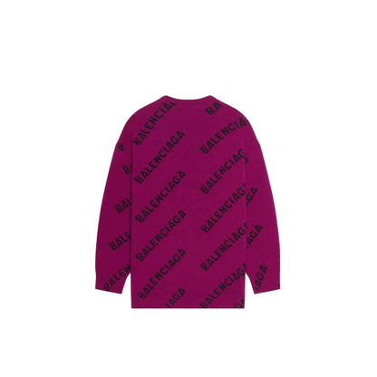 Balenciaga All-Over Logo Sweater "Purple-Black"
