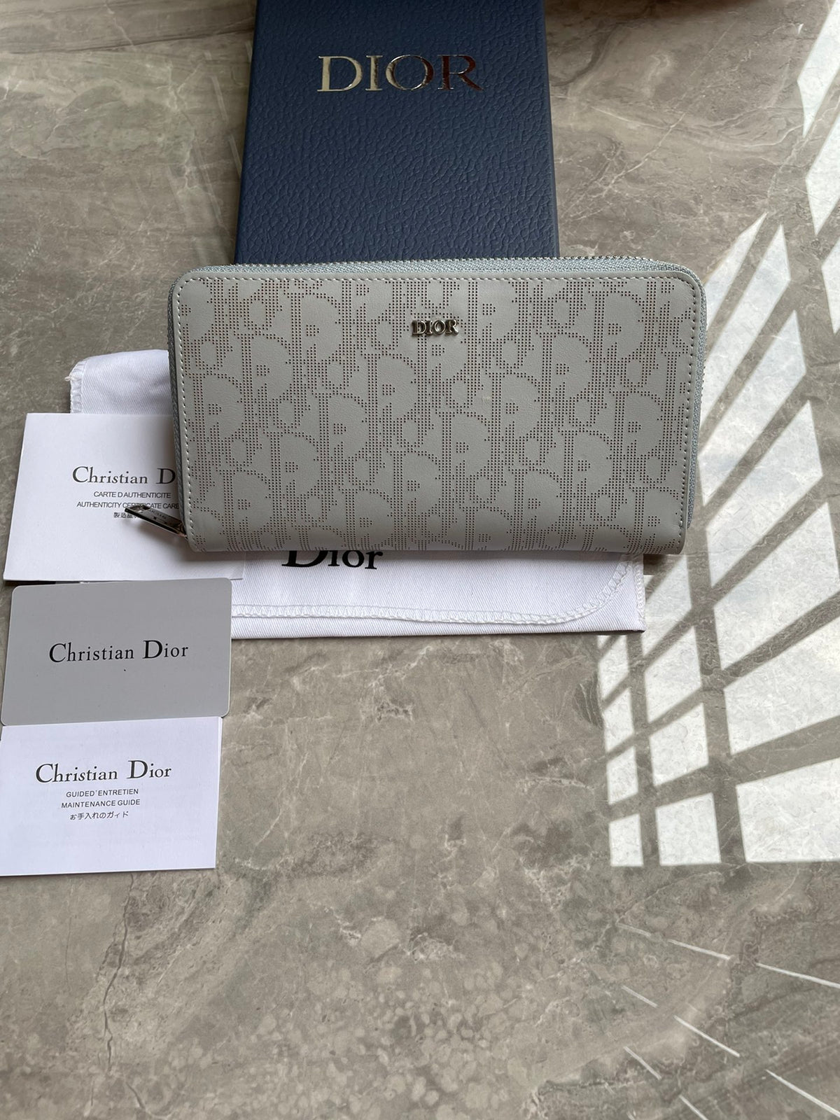 Dior Long Zipped Wallet "Grey Oblique Galaxy Leather"