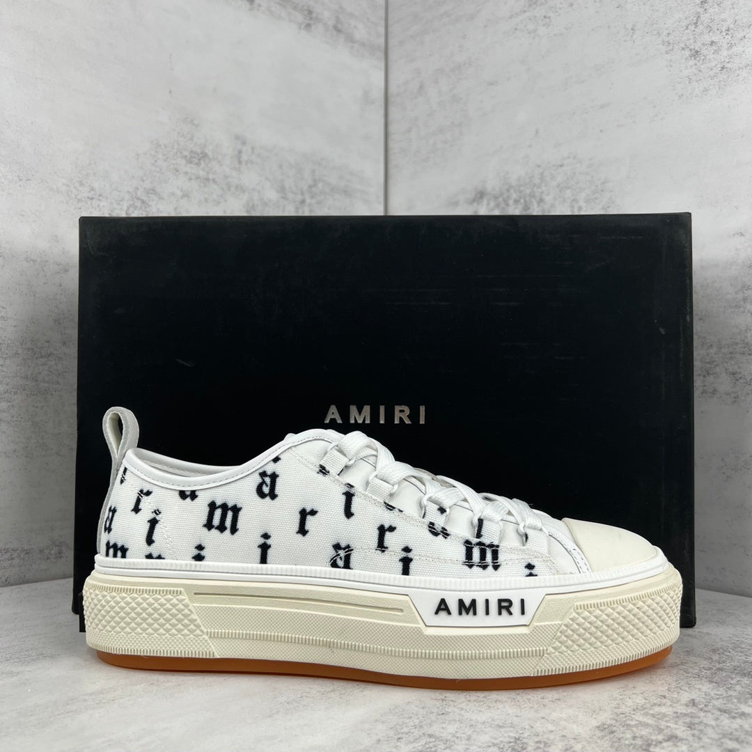 Amiri Court Low "White-Black Old English"