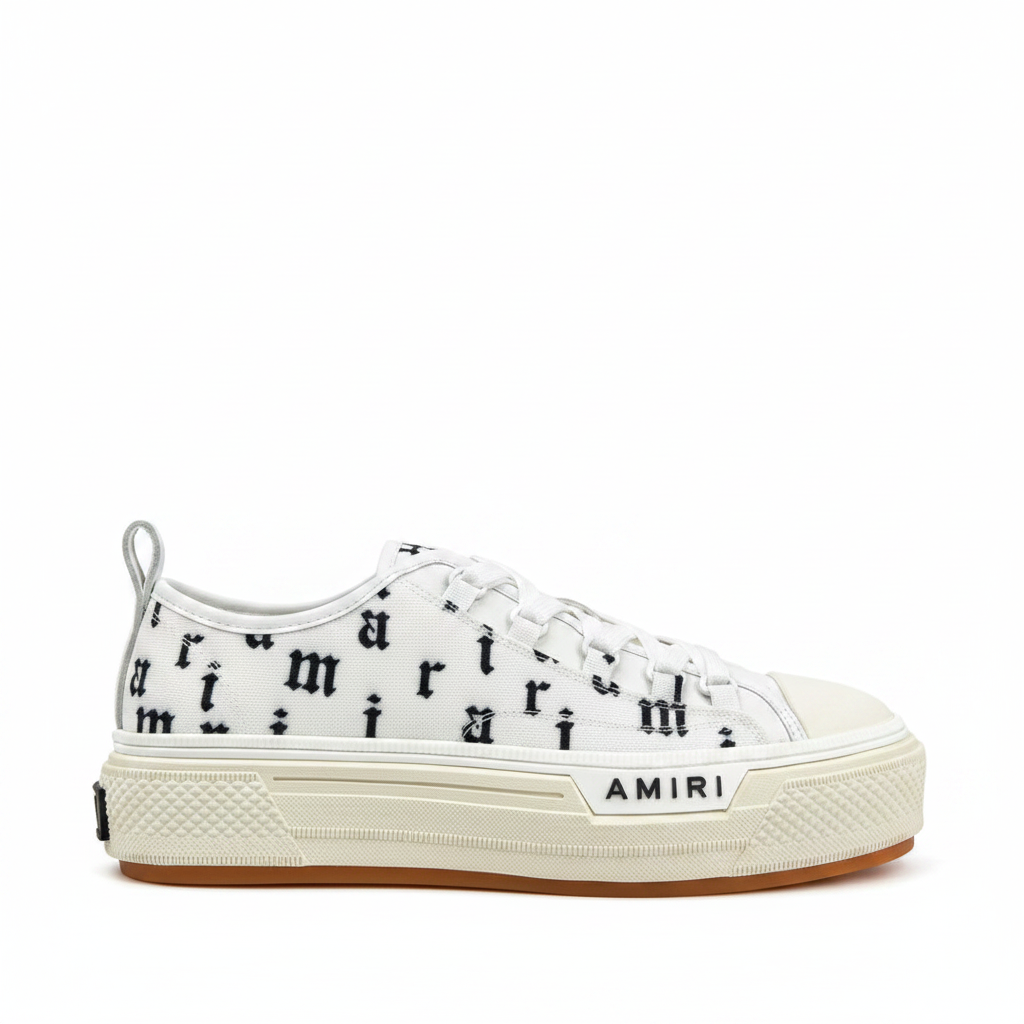 Amiri Court Low "White-Black Old English"