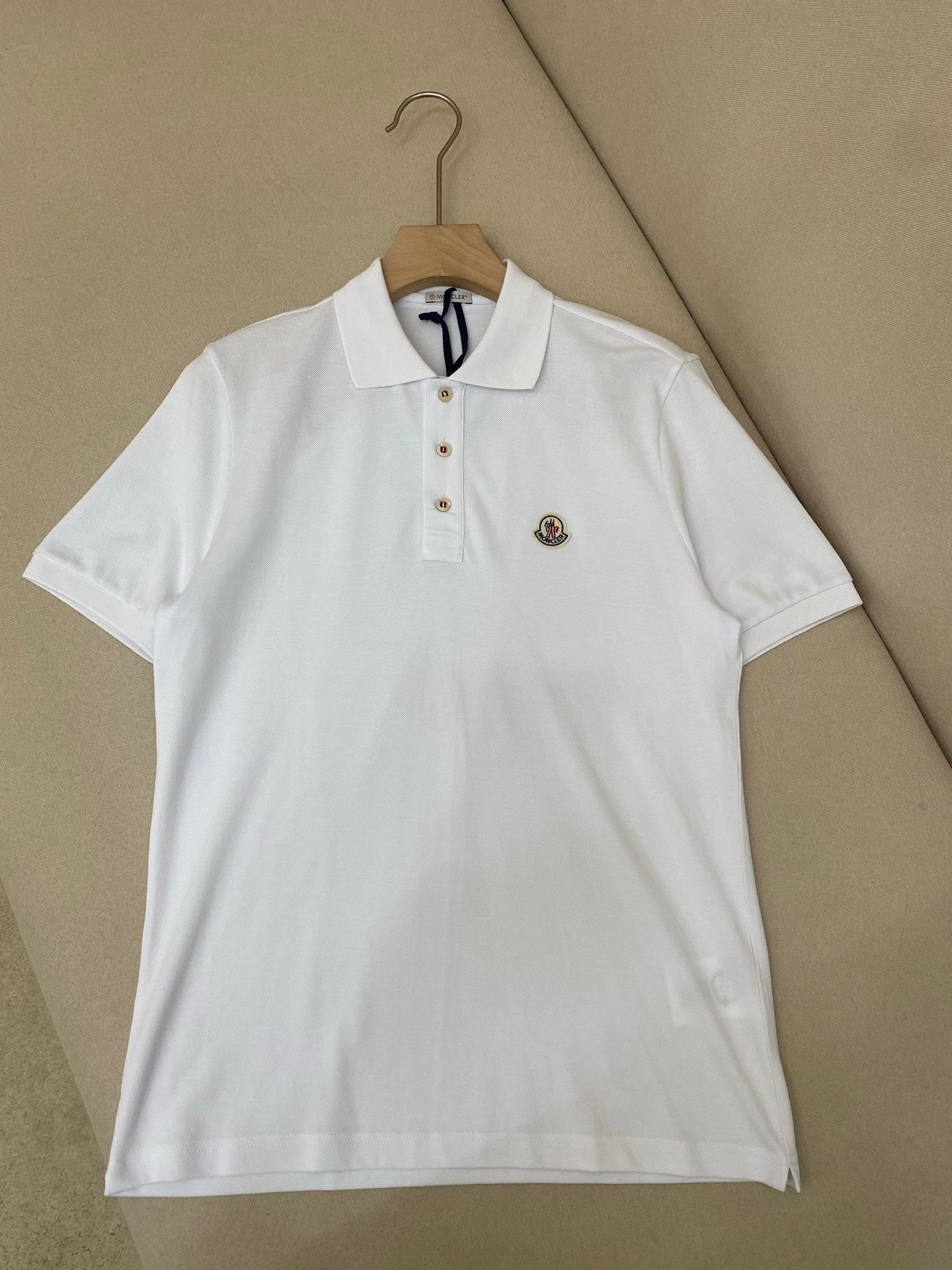 Moncler Logo Patch Cotton Polo T-Shirt "White"