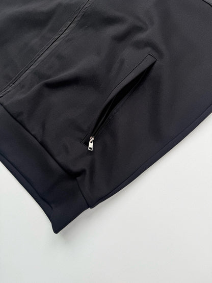 Prada Cotton Fleece Zipper Jacket with Re-Nylon Details "Black"