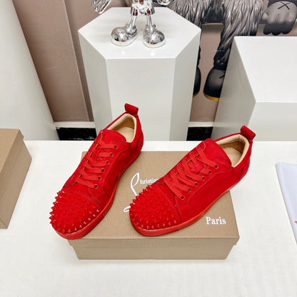 Christian Louboutin Louis Junior Spikes Orlato Veau Velours "Red"
