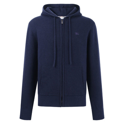 Burberry Cashmere Blend Zip Hoodie "Navy Blue"