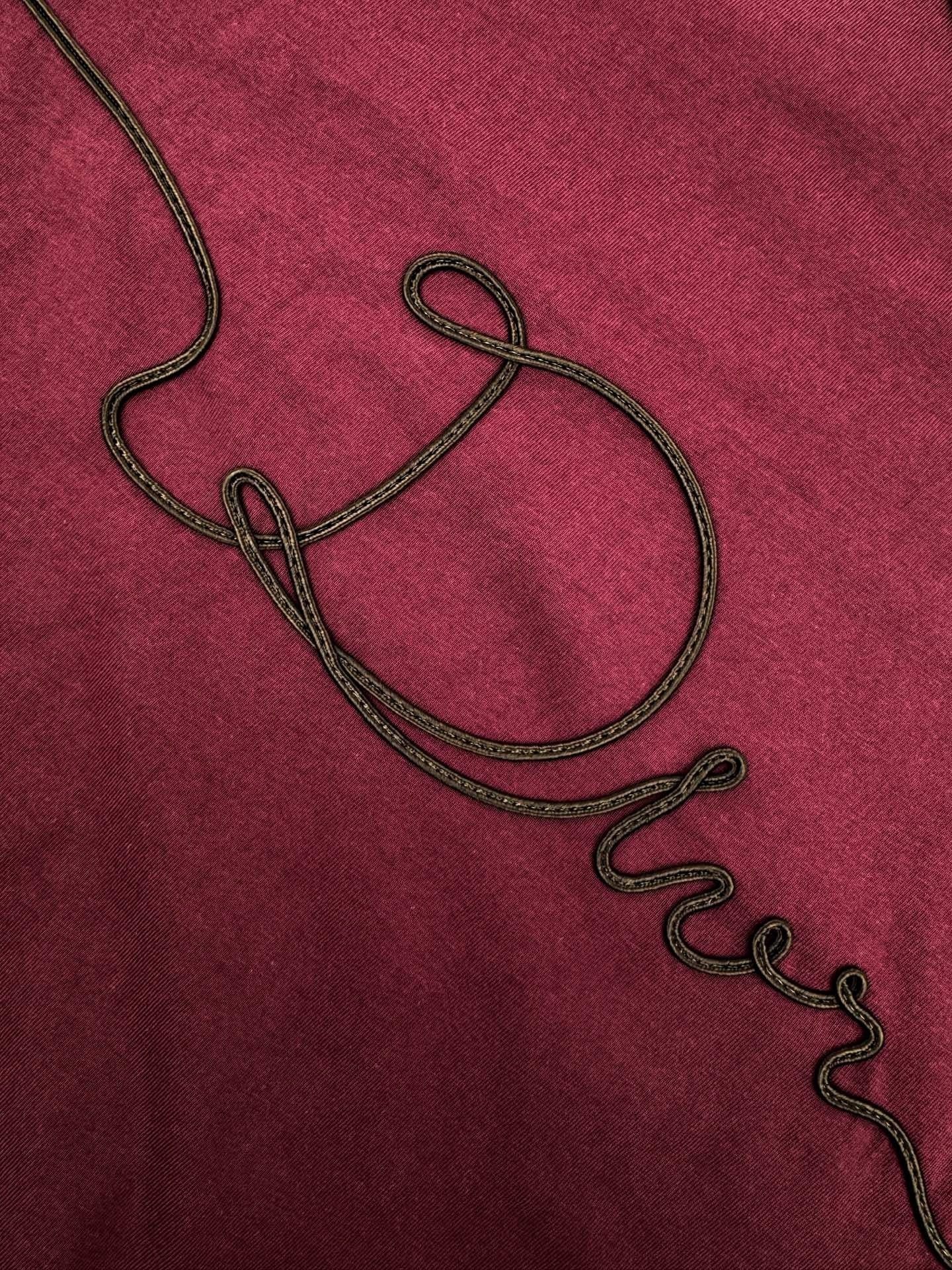 Dior Ribbon T-Shirt "Burgundy Cotton Jersey"