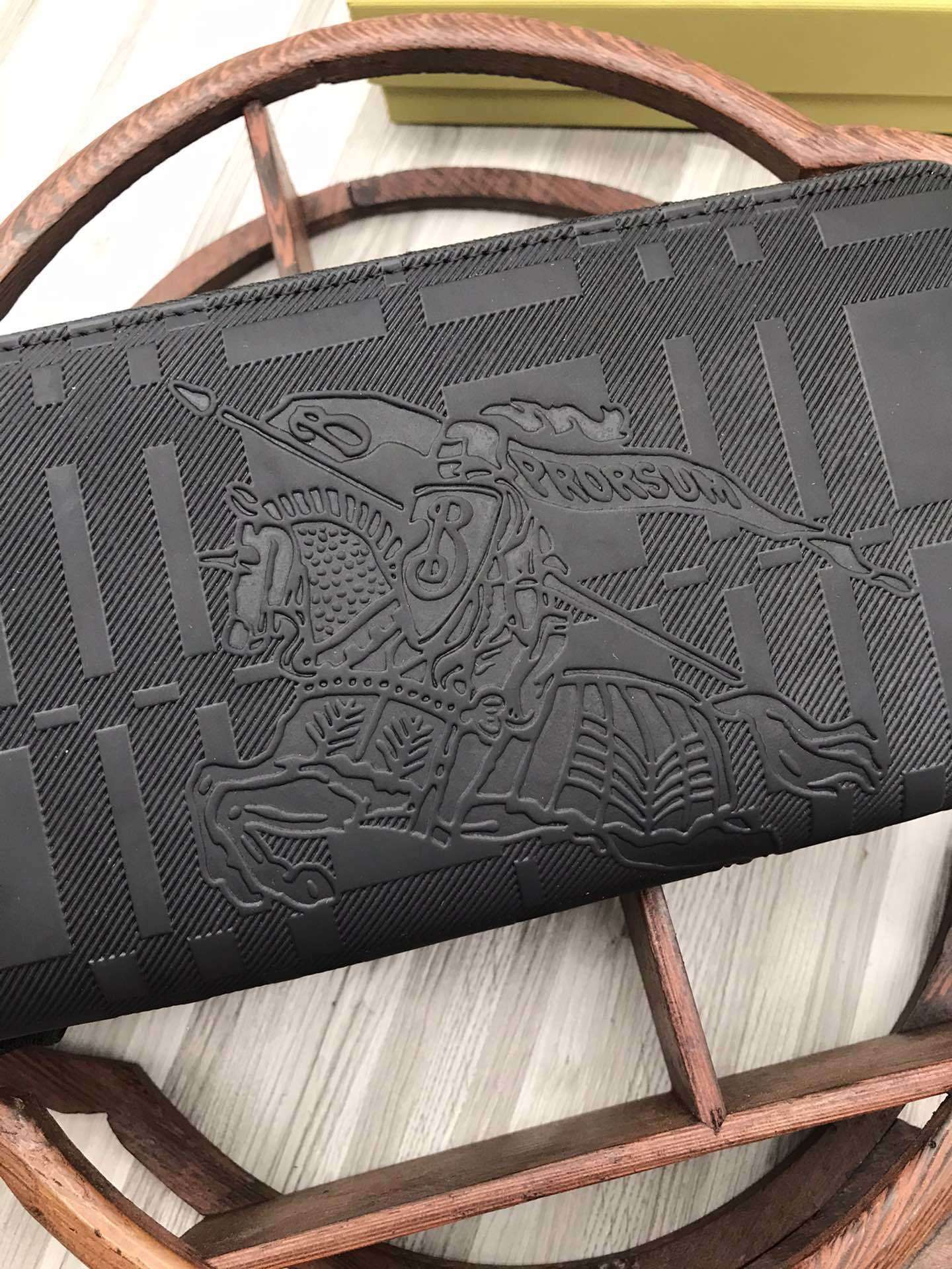Burberry Long Equestrian Knight Leather Wallet