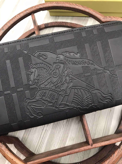 Burberry Long Equestrian Knight Leather Wallet