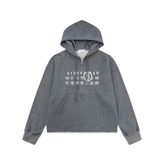 Maison Margiela Logo Print Half Zip Hoodie "Grey"