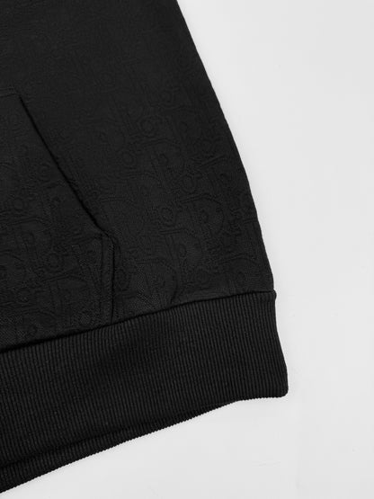 Dior Oblique Hooded Sweatshirt "Black Cotton-Blend Jersey"