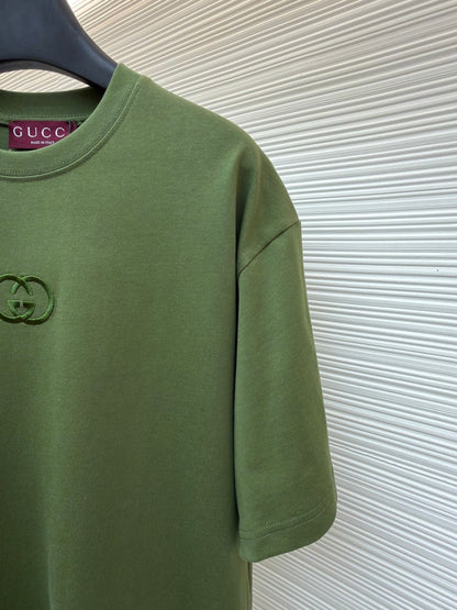 Gucci Cotton Jersey T-Shirt with Embroidery "Forest Green"