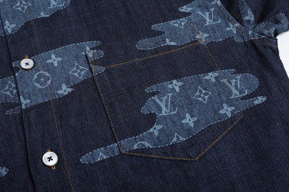 Louis Vuitton Monogram Short-Sleeved Chambray Shirt