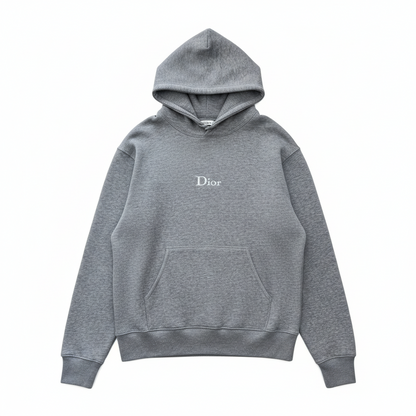 Dior Hooded Sweatshirt with Dior Embroidery "Gray Cotton Fleece"