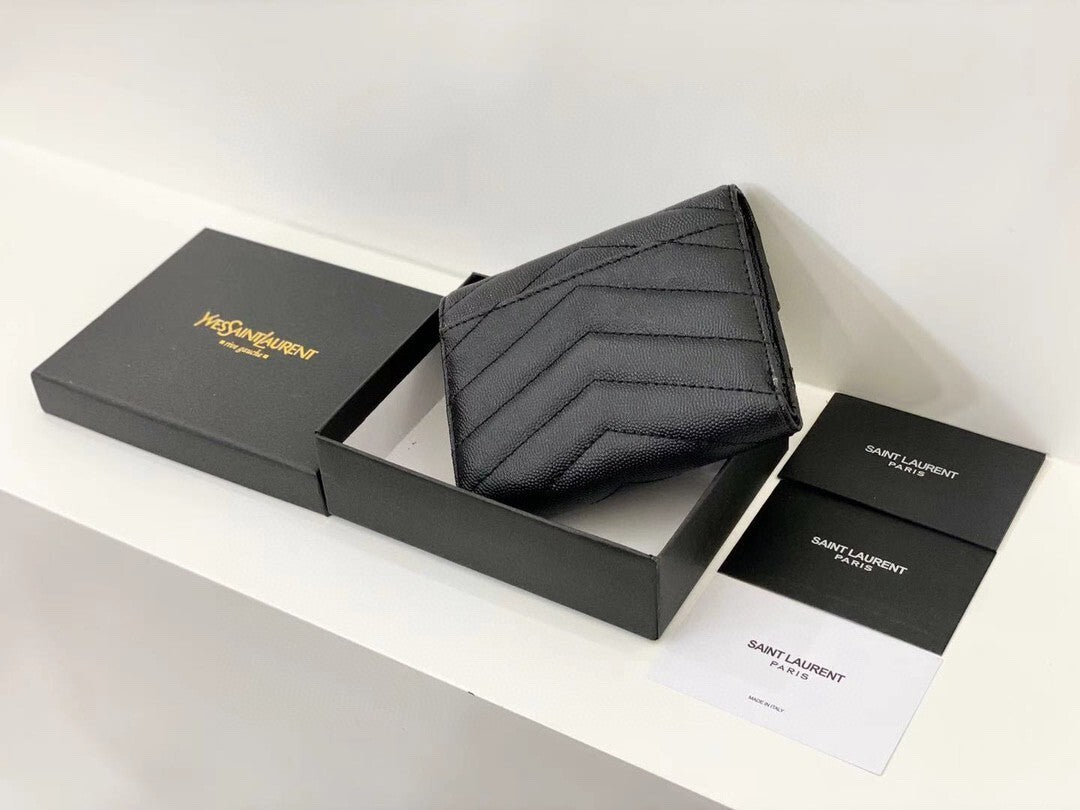 Yves Saint Laurent Compact Flap Cassendre Wallet Black