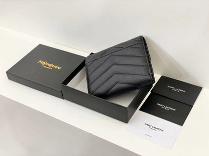 Yves Saint Laurent Compact Flap Cassendre Wallet Black