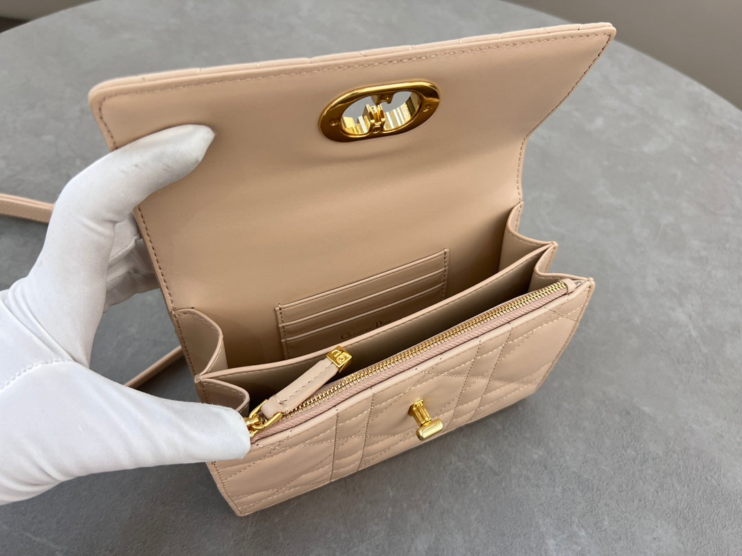 Dior Miss Caro Mini Bag "Powder Beige Macrocannage Lambskin"