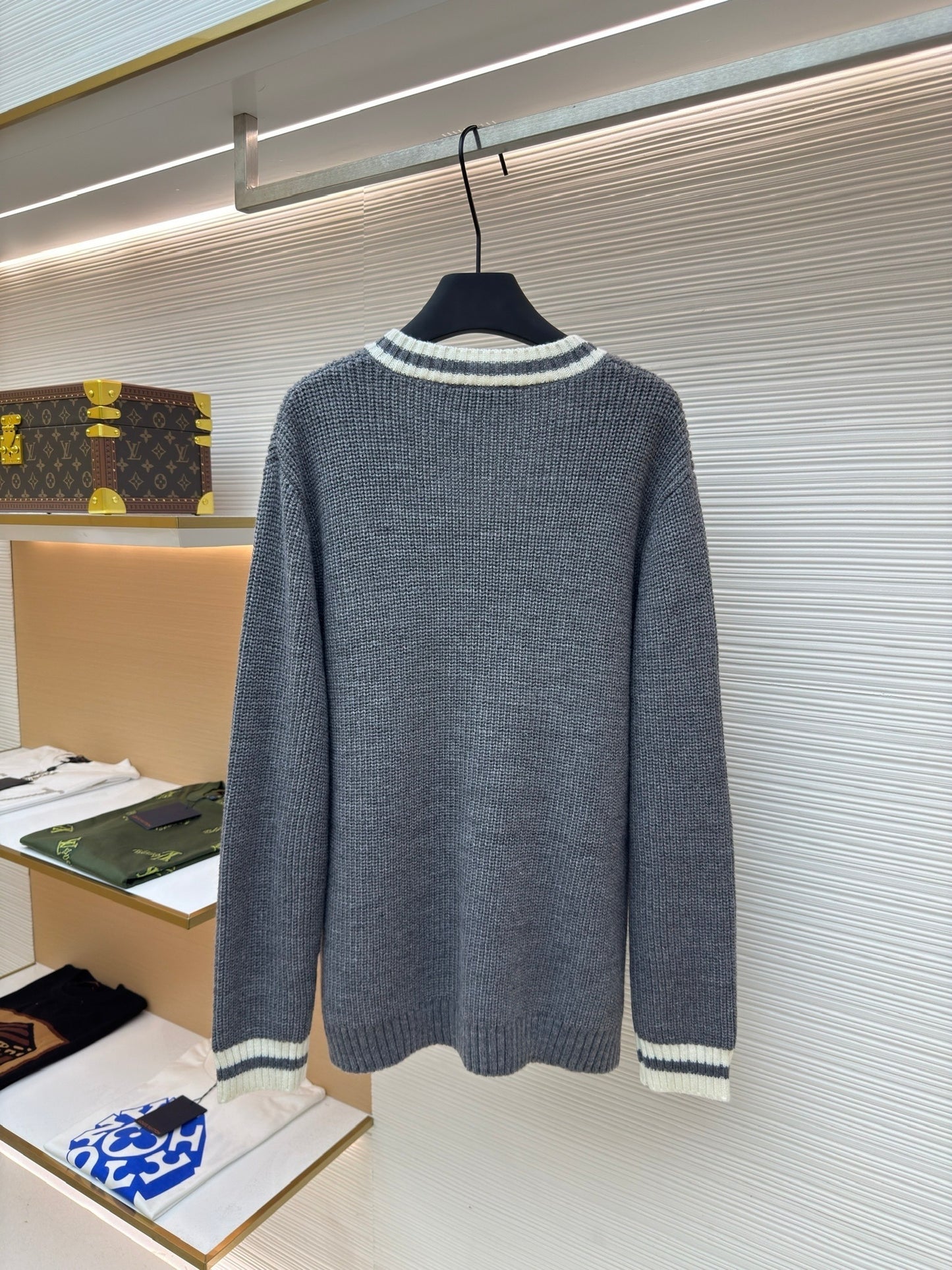 Miu Miu Wool and Cashmere V-neck Sweater "Grey"