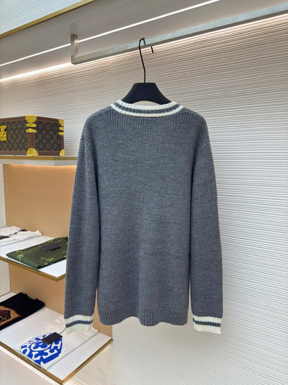 Miu Miu Wool and Cashmere V-neck Sweater "Grey"