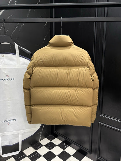 Moncler Chinon Square-Quilted Short Down Jacket "Camel Beige"