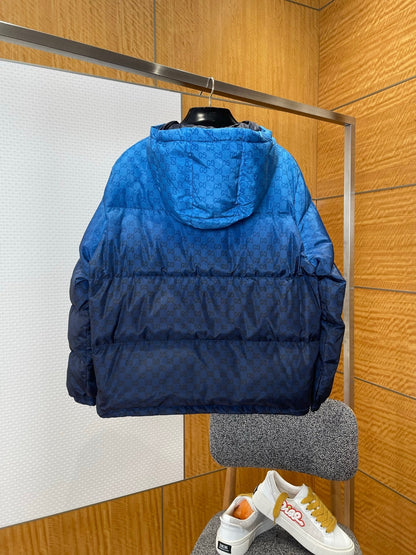 Gucci Printed Poplin Tech Down Jacket "Gradient Blue"