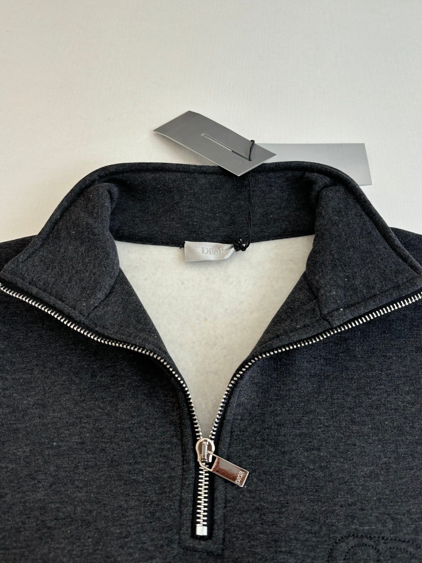 Dior CD Icon Half-Zip Sweatshirt "Deep Gray Cotton Fleece"