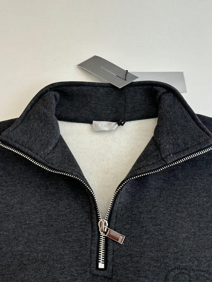 Dior CD Icon Half-Zip Sweatshirt "Deep Gray Cotton Fleece"