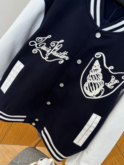 Louis Vuitton Calfskin Varsity Jacket "Navy Blue"